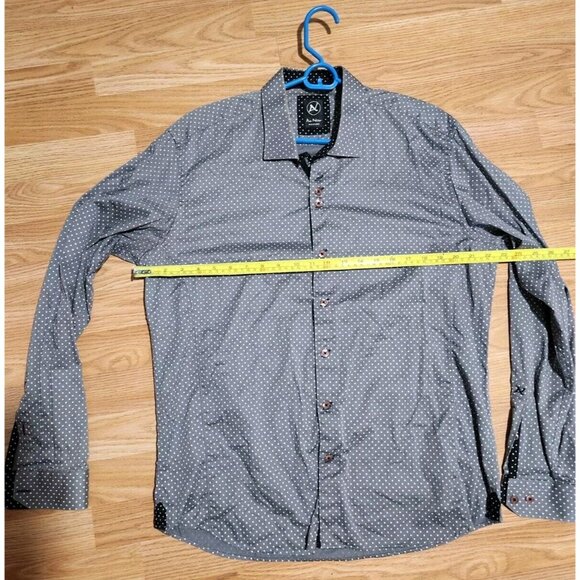 Au Noir Size 5 Grey White Dot Men Shirt Pre-Owned - Picture 7 of 8